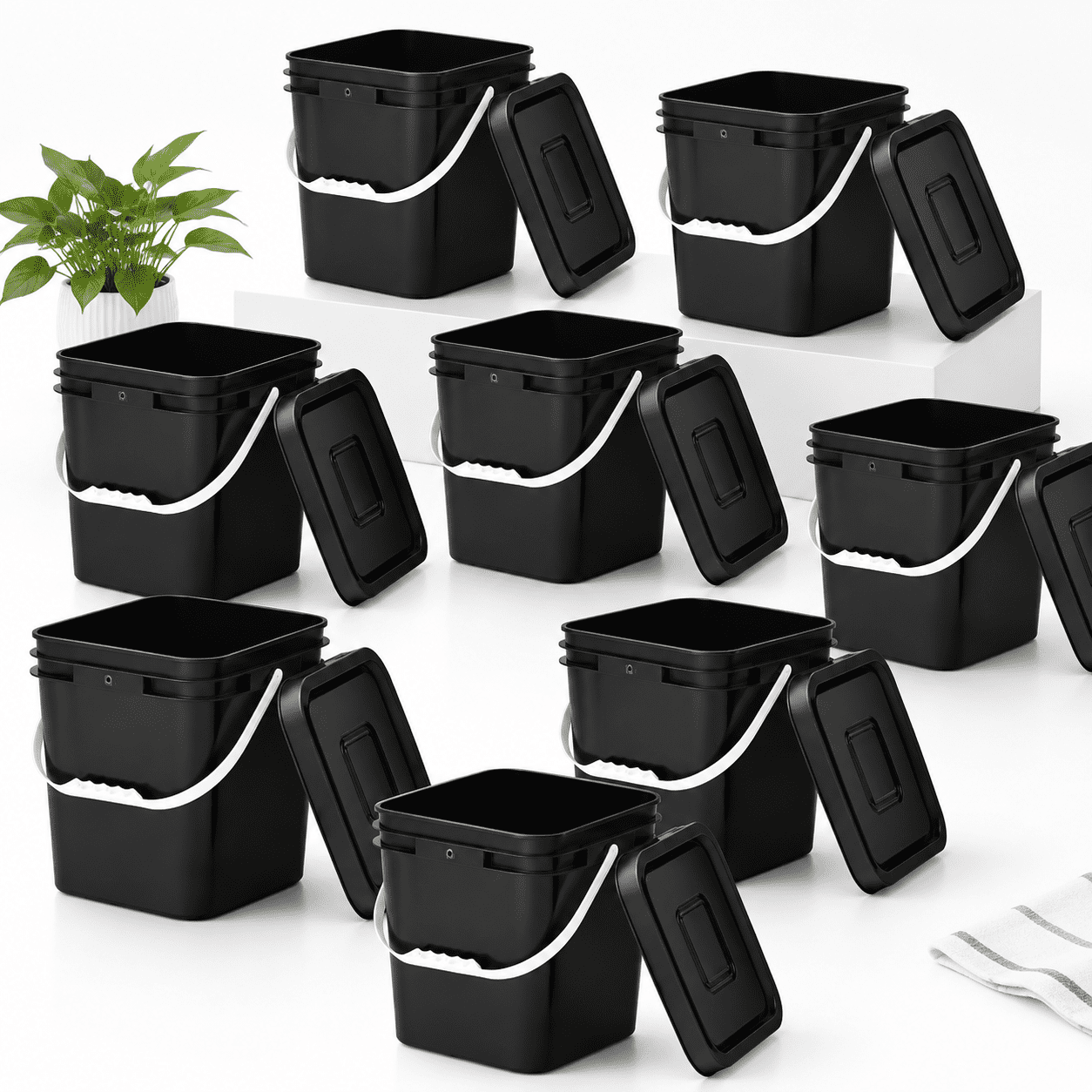 Grtading Bucket 10 3.5 Gallon Food Grade Bucket With Lid Square Black - Walmart.com