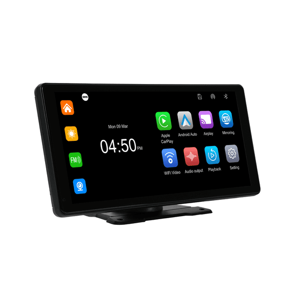 onn 10.3" Wireless CarPlay & Android Auto On-Dash Monitor with Dash Cam & Rear Camera