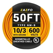 Energeaster 10/3 NM-B Orange Cu Electrical Wire, 50 ft Length 600V with Ground, UL Listed, Heavy-Duty PVC Insulated Cable for Residential Indoor Wiring