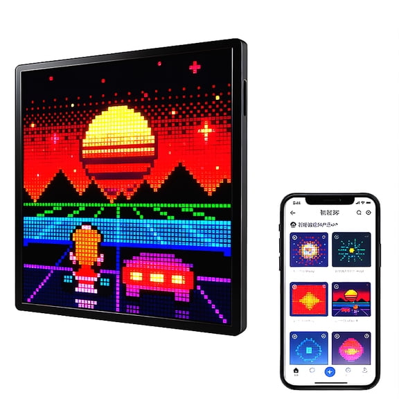 10.3-inch WiFi Pixel Frame - 64x64 LED Display with App Control, Animated Cloud Digital Art for Gaming Room Decor & Social Media Follower Counter