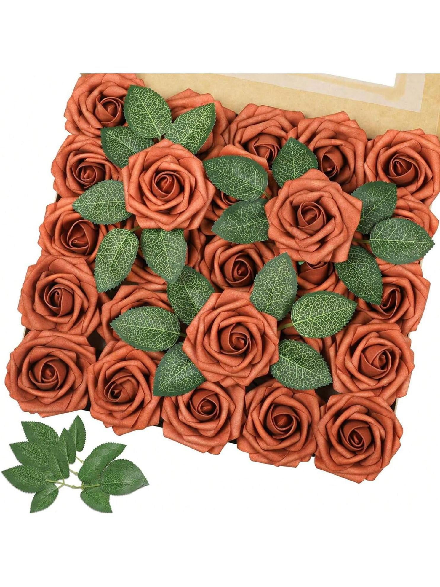 10/30/50PCS Ivory Foam Artificial Roses With Stems DIY Wedding ...