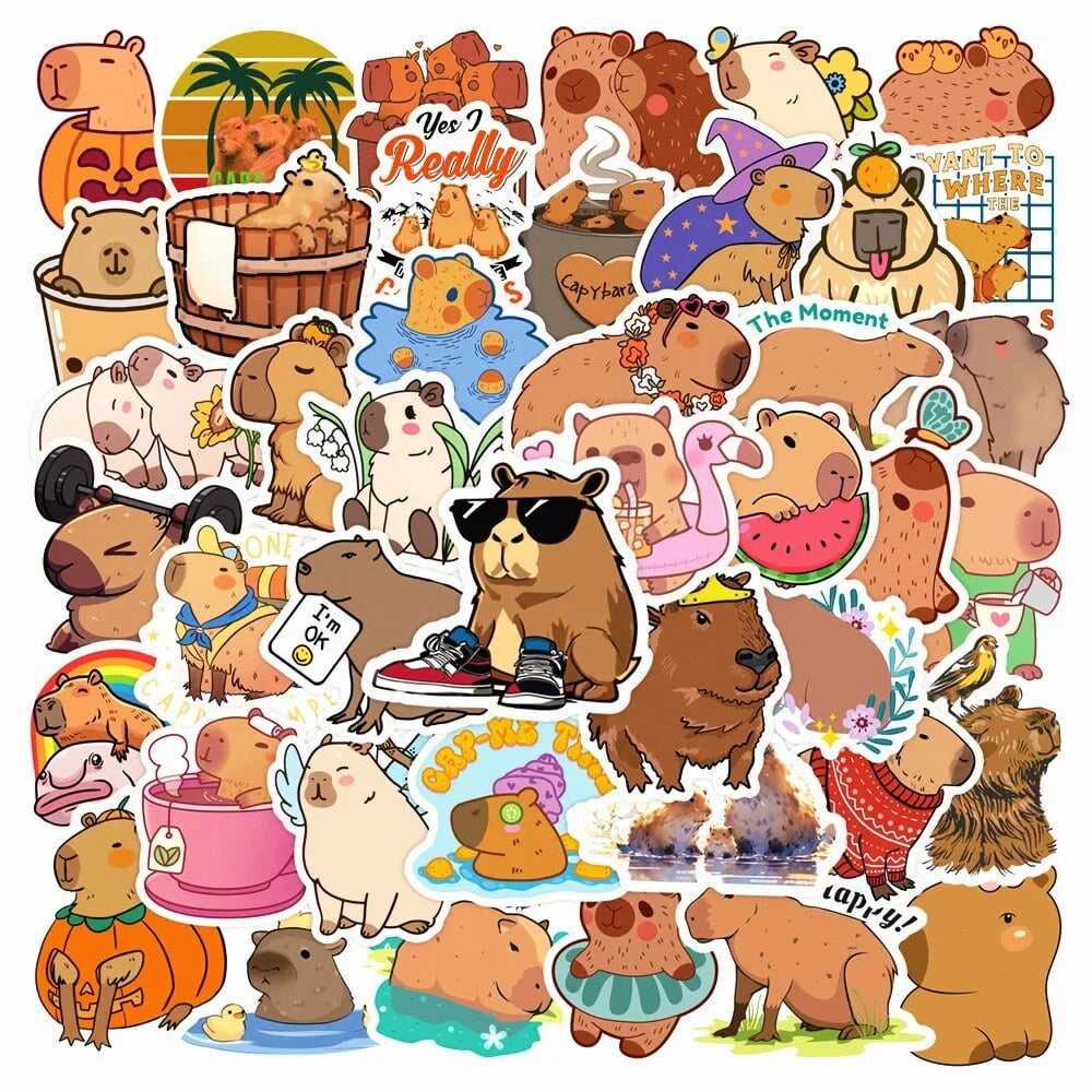 10/30/50PCS New INS Capybara Animal Stickers Cartoon Creative Animation ...