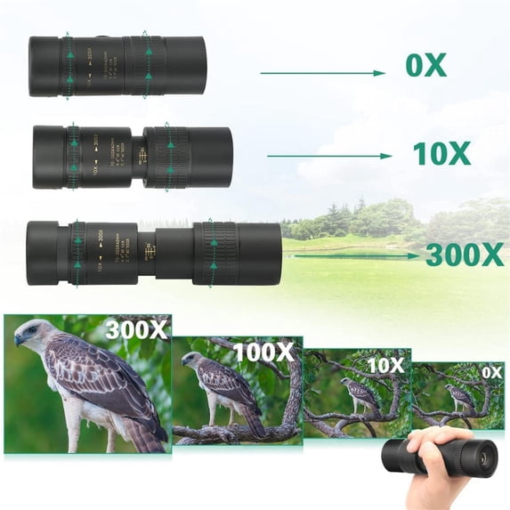 10-300x40 Monoculars For Adults High Powered, Black Compact Handheld Night Vision Monocular, Waterproof, Convenient and Easys to Use, Suitable for Hunting, Star Gazing, Bird Watching