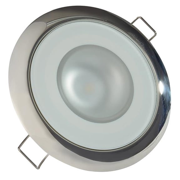 10-30V DC Mirage Polished Stainless Steel Bazel Dimming Flush Mount Down Light, Glass Finish - White, Blue