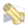 thumbnail image 1 of 10-32 Large Flange Blind Threaded Inserts | Flat Head | Non-Ribbed | Open End | 1008-1010 Low Carbon Steel | Zinc Yellow Dichromate Plating (Quantity: 1000), 1 of 3