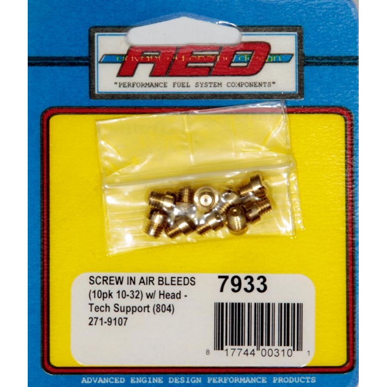 AED Performance 10-32 Screw-In Air Bleed w/Head (10pk) 7933 AED Performance 10-32 Screw-In Air Bleed w/Head (10pk) 7933