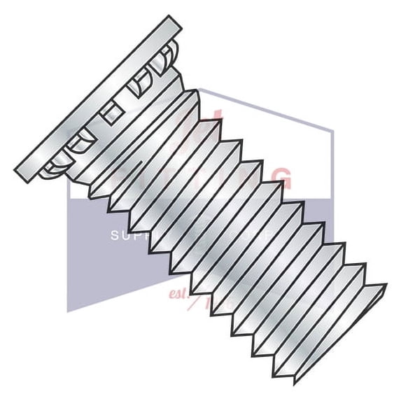 10-32 x 1 1/2" Self Clinching Studs | Flush Head | Improved Design with Annular Groove and 12 Ribs | Hardened Steel | Heat Treat Zinc and Bake (Quantity: 5000)