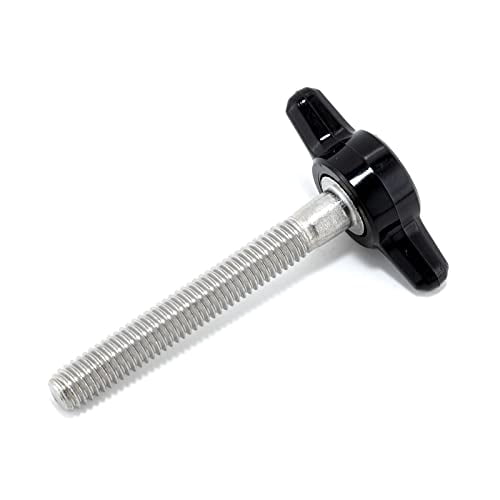 1/4-20 x 1-1/4 Thumb Screw Stainless Steel - Black Tee Wing Plastic Knob - Standard/Coarse Thread Thumbscrew - Length: 1.250 - Proudly Built in USA - Package of (4