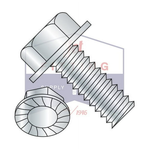 10-32 x 1 1/4" Machine Screws | Unslotted | Hex Washers Head | Steel | Zinc | Serrated (Quantity: 3000)