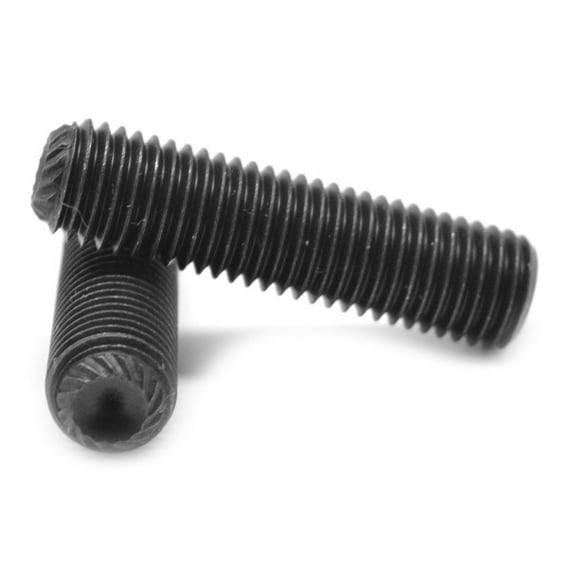 #10-32 x 1/2" Fine Thread Socket Set Screw Knurled Cup Point Alloy Steel Black Oxide Pk 25