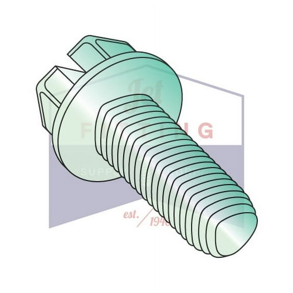 10-32 x 1/2" Taptite Style Thread Forming Screws | Slotted | Hex Washers Head | Steel | Zinc Green (Quantity: 7000)