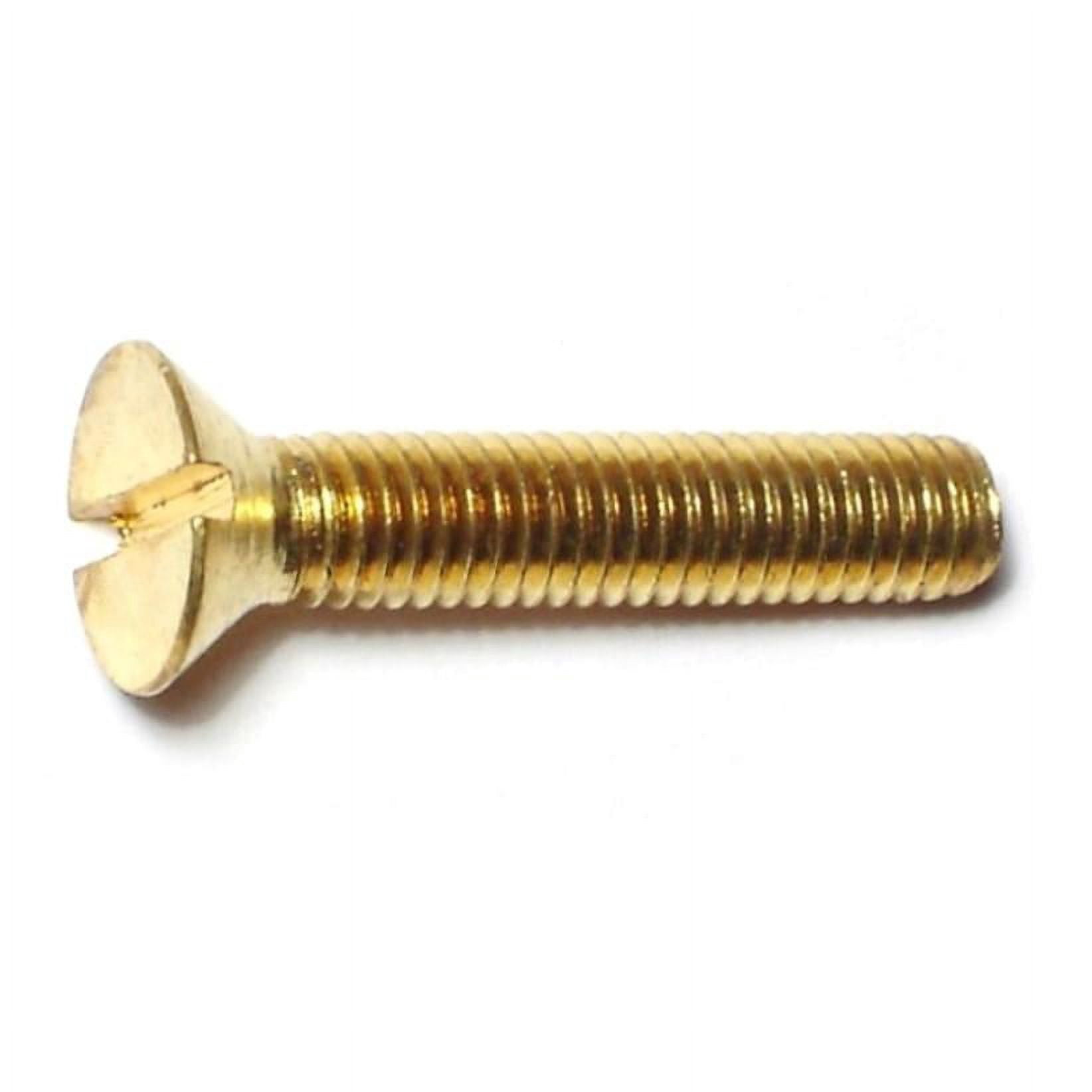 #10-32 x 1" Brass Fine Thread Slotted Flat Head Machine Screws MSFB-252