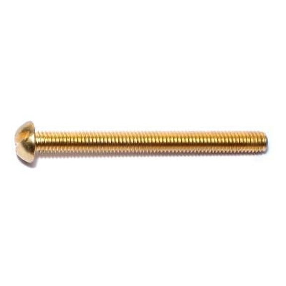 #10-32 x 2" Brass Fine Thread Slotted Round Head Machine Screws (10 pcs.)
