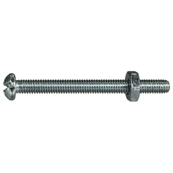 #10-32 x 2" Zinc Combo Round Head Machine Screws with Nuts (20 pcs.)