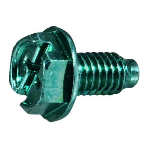 #10-32 x 3/8" Green Fine Thread Hex Head Grounding Screws (100 pcs.)