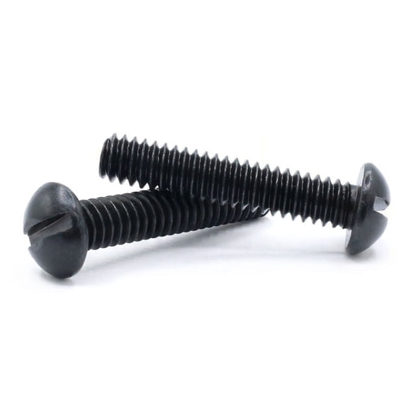 10-32 x 3/8" Machine Screws / Slotted / Round Head / Steel / Black Oxide - 8000 Piece Carton
