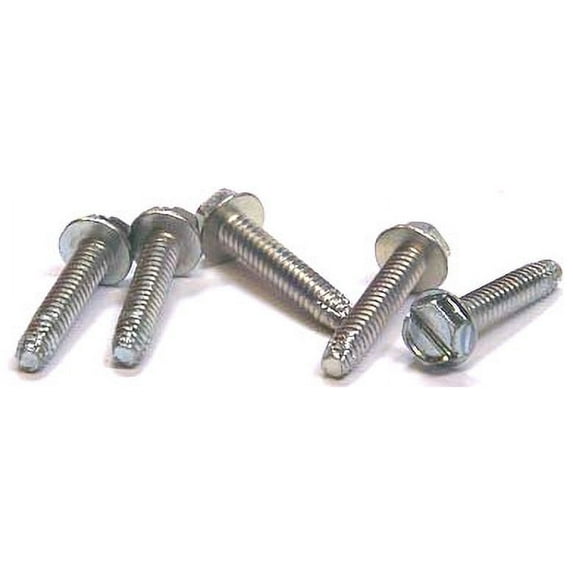 10-32 x 3/8" Type F Thread Cutting Screws / Slotted / Hex Washer Head / 18-8 Stainless Steel - 4000 Piece Carton