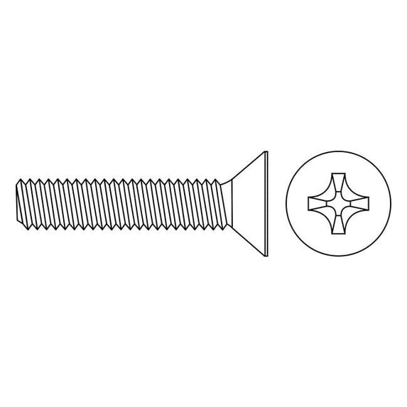 #10-32 x 3 in Phillips Flat Machine Screw, Zinc Plated Steel, 100 PK