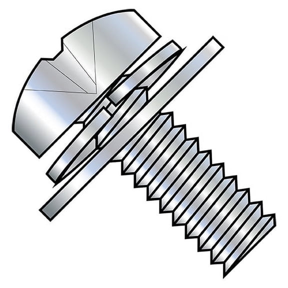 10-32X1/2 Phillips Pan Split Lock & Regular Flat Washer Sems Fully Threaded Zinc (Pack Qty 4,000) BC-1108SRPP
