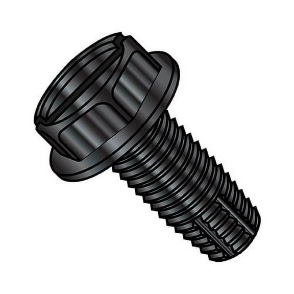 10-32X3/4 Slotted Hex Washer Thread Cutting Screw Type F Fully Threaded Black Oxide (Pack Qty 6,000) BC-1112FSWB