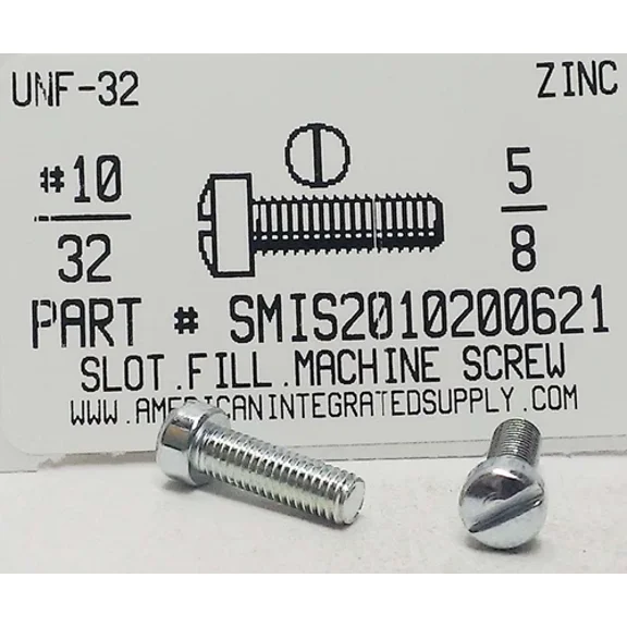 #10-32X5/8 Fillister Head Slotted Machine Screws Steel Zinc Plated (30)