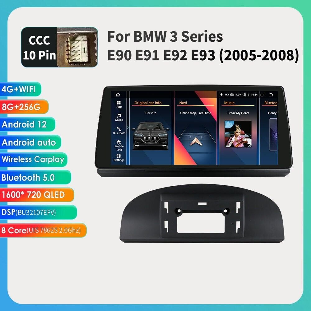 10.33" Android 12 8Core Apple CarPlay Head Unit CAR GPS For BMW 3 ...