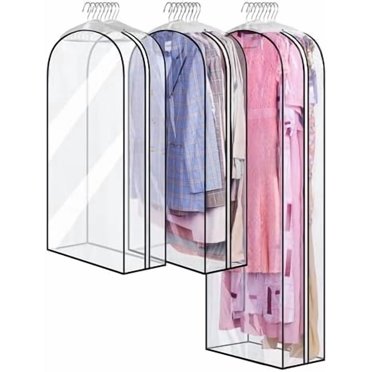 40 Inch Clear Garment Bags - 4 Pack Gusseted Clothing Covers With Zipper For Closet Storage