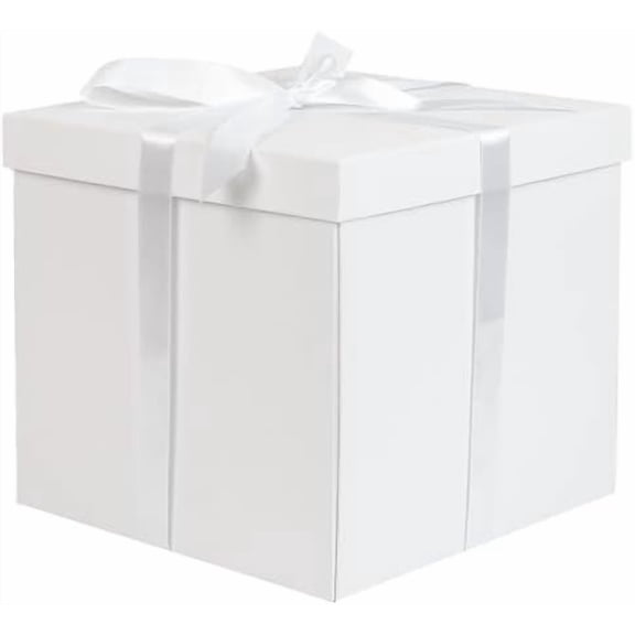 10" Large Gift Box with Lid and Ribbon, White Gift Box with Paper Filler for Birthday, Wedding, Valentine's Day, Mother's Day, Anniversarry Presents Wrapping.