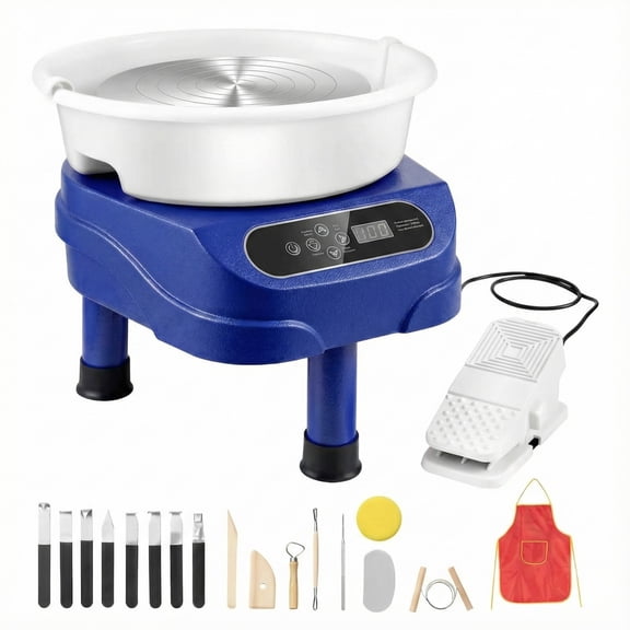 10" 350W Direct Drive Pottery Wheel, Foot Pedal & LCD Touch Screen, with 3-Leg Base for DIY Ceramics