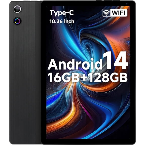 Tablet with 16GB RAM 128GB ROM 1TB TF Card Expandable Octa-Core, Widevine L1, 1280 * 800 HD Touchscreen, Face ID, Wi-Fi 6, Fast Charging,Android 14 - Black