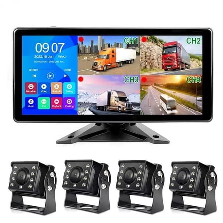 10.36"Monitor Touch Screen Dash cam recorder suitable for RVs, trucks, and container trucks. With 4 probes