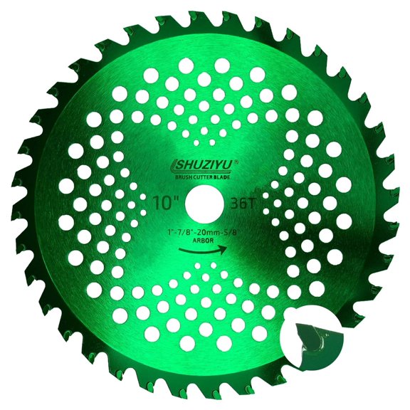 10"-36T. 1" Arbor with Washer Adapter 7/8"-20mm-5/8", Brush Cutter Blade, Trimmer Weed Blade. Suitable for Husqvarna, Makita Brush Cutter
