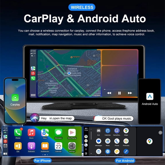 10.36inch Android Car Monitor 4+64G WIFI Multimedia Player Wireless Carplay Android Auto GPS Navigation AUX/FM Car Audio