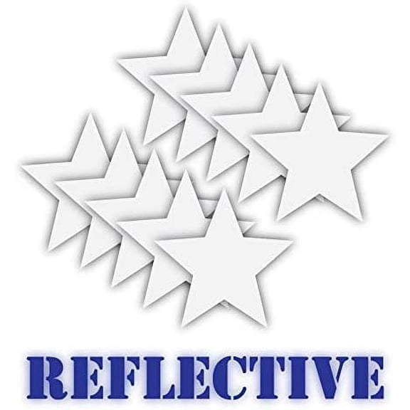 10 3M Reflective Stars | Bike, Helmet, Lunch Box, Tool Box Decal Sticker | High Visibility at Night | Highly Reflective | 2" x 2" Each