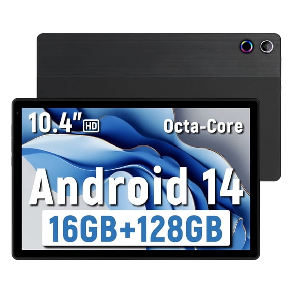 10.4 Inch Large Screen Android 14 Tablet, 16GB RAM 128GB ROM, 5G WiFi, Suitable for Study and Office, Black