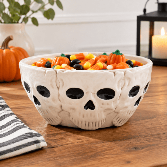10.4 Inch White Ceramic Serving Bowl for Candies, Cookies and Decor