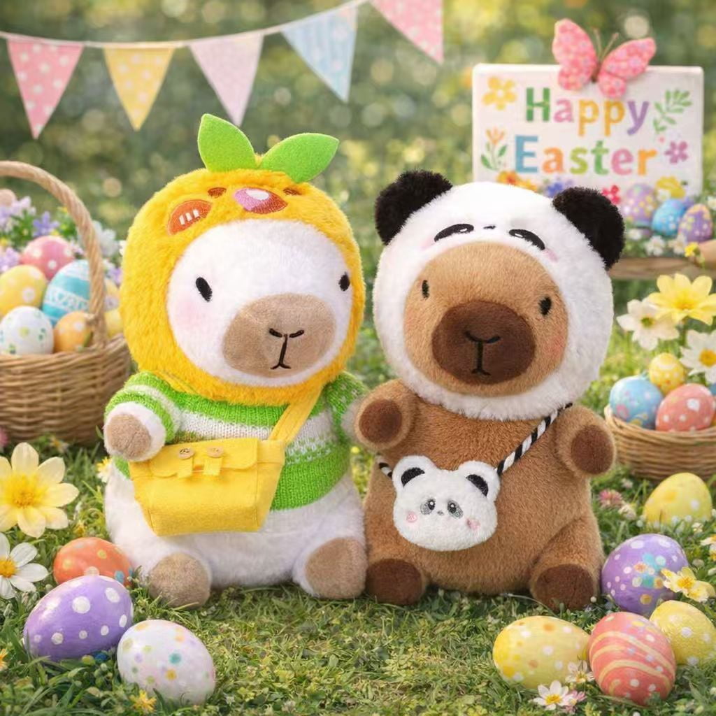 10.4 in/26.5 Cm Capybara Plush Stuffed Animal, Soft Plush Toy with Easter & Spring Outfit, Cute Gift for Easter Basket, Home Decor & Collectible