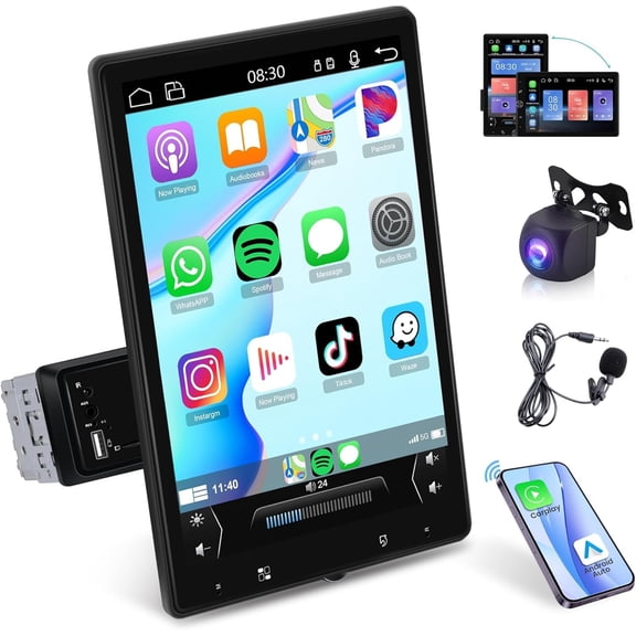 10.4 inch Single Din  Stereo    Mirror Link,  Rotational 2. Touch Screen 1280x800  Radio with BT FM/RDS/EQ /AUX/TF/SWC/MIC  Audio Receiver Backup Camera