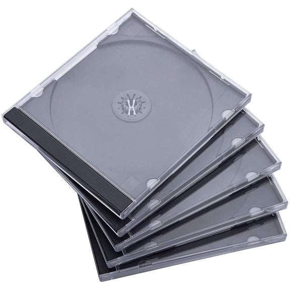 10.4 mm Standard Single Clear CD Jewel Case with Assembled Black Tray, 10 Pack
