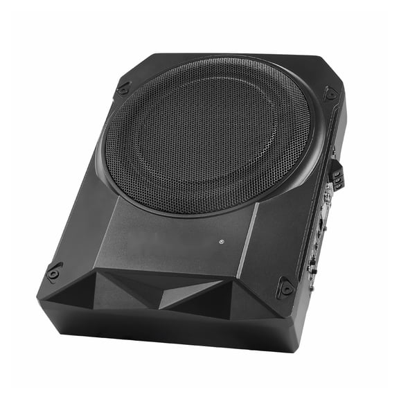 10" 400W Car Subwoofer Under Seat, Slim Powered Bass Subwoofers, Built-in Amp, Low Profile Car Audio for Truck, RV, High/Low Input, Volume Control