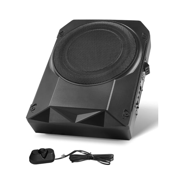 10" 400W Underseat Car Subwoofer, Slim Powered Car Subwoofers Under the Seat, Low Profile Audio Sub Built-in Amplifier, High/Low Level Input & Volume Controller for SUVs, Car, Truck, RV