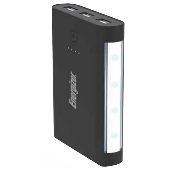 Energizer 10400mAh Portable Charger Power Bank, Triple USB Output Fast Charging Battery Pack with LED Light Compatible with Smartphones, Tablets & USB Devices