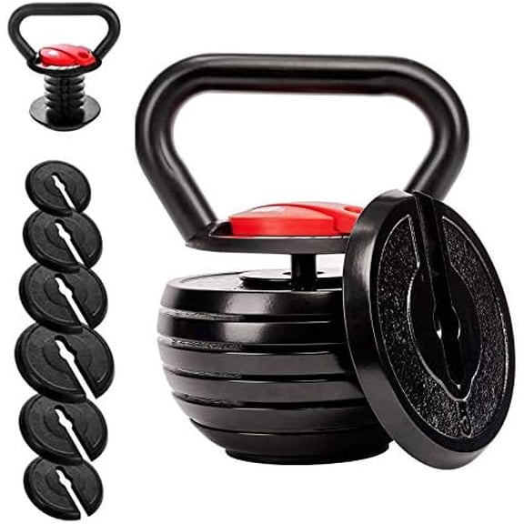 10-40LBS Adjustable Kettlebell Weights Sets for Men Women Home Fitness Gym Equipment, Cast Iron Kettle Bell Set for Exercises, Weightlifting, Conditioning, Strength and Core Training (Red)