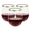 thumbnail image 1 of 10pcs Plastic Stemless Wine Glasses With Gold Rim Disposable 12 Oz Clear Cups Fancy Party Cups For Wedding Reception Cock Gold 10, 1 of 6