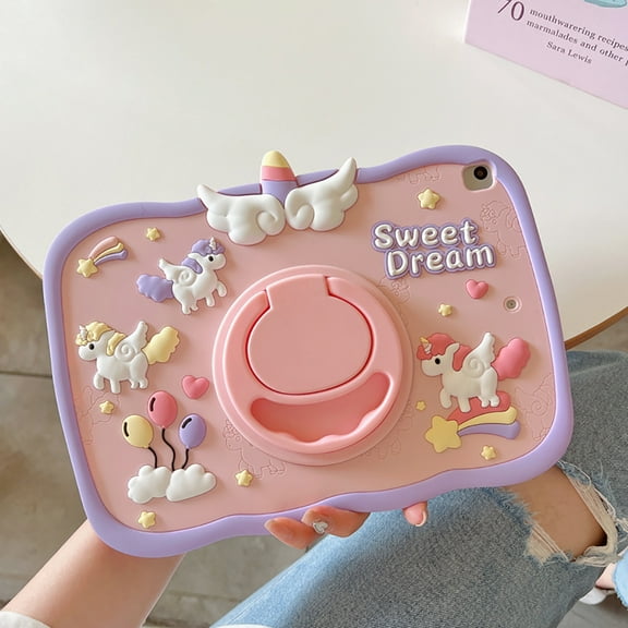 10.5"/10.9"/11" Cute Unicorn 360° Rotatable Stand Tablet Case Pink Girls Ipad Anti-fall Protective Case Cover For iPad 10th 9 8 mini 6 5 Air 1 2