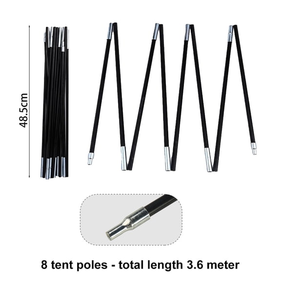 10.5-12.8ft Fiberglass Tent Pole Awning Rods Outdoor Camping Tent Replacement Accessories Tent Repair Kits For Hiking