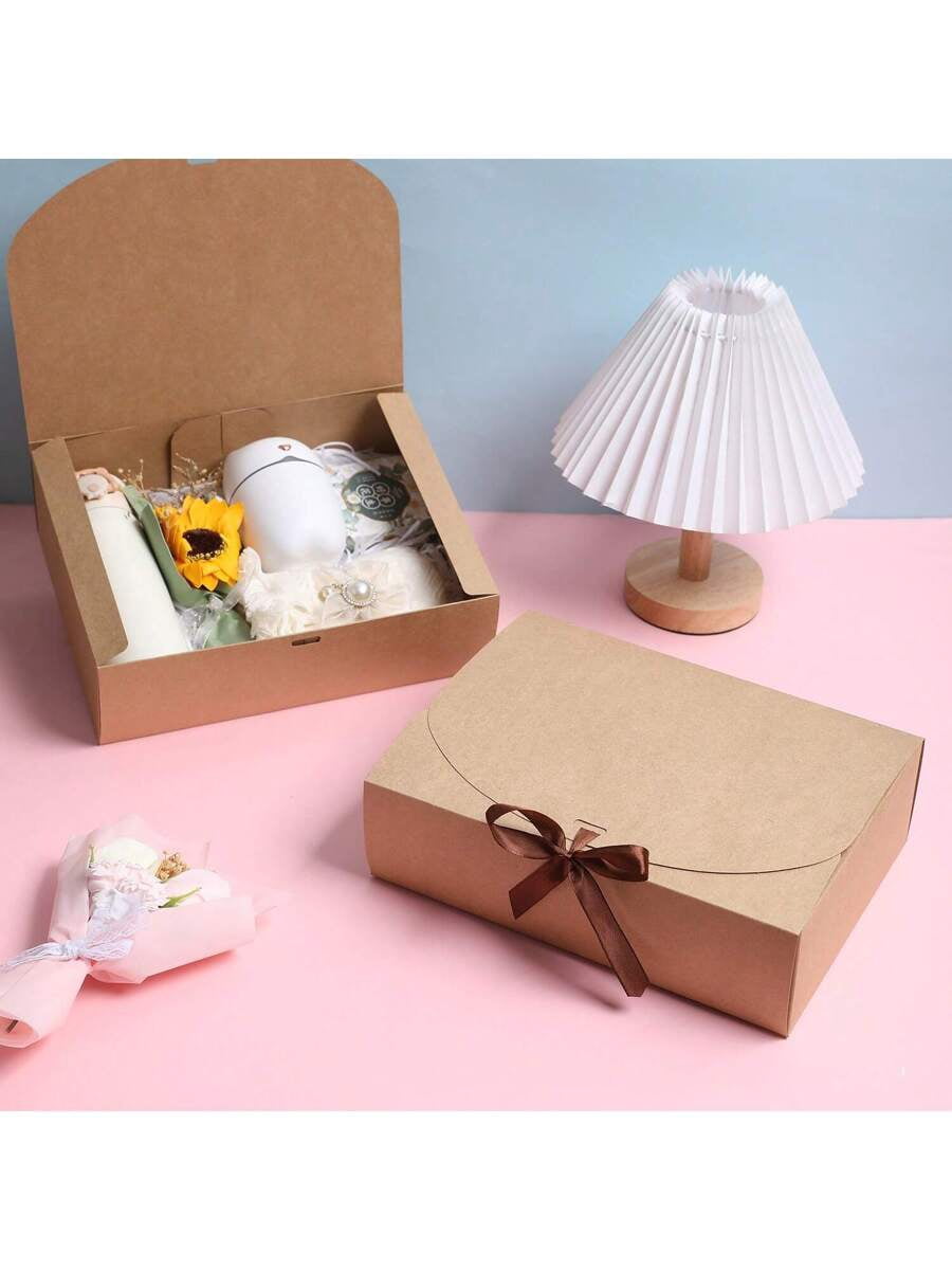 10/5/2PCS Gift Boxes with Lid & Ribbon - White/Black/Pink/Brown for ...