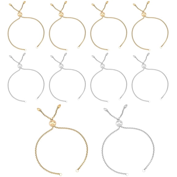 10-5/8in(27cm) 10pcs Stainless Steel Slider Bracelet Link Bracelets Adjustable Slider Bracelet Slider Extender Chains Hypoallergenic Bracelet Chain for Jewelry Making DIY for DIY
