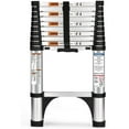 thumbnail image 1 of Jocauto 10.5 FT Button Retraction Aluminum Extension Ladder with 2 Triangle Stabilizers, Multi-Purpose Telescoping Ladder with Slow Down Design, 330lbs Max Capacity, 1 of 7