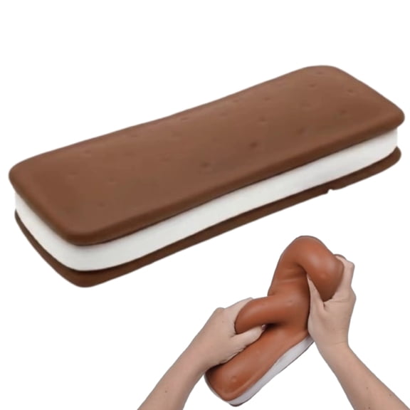 10.5" Ice Cream Sandwich Squishy Stress Relief Toy, Giant Cookie Cream Sandwich Slow Rising Squeeze Fidget Gadget, Food Shaped Desktop Anxiety Relief